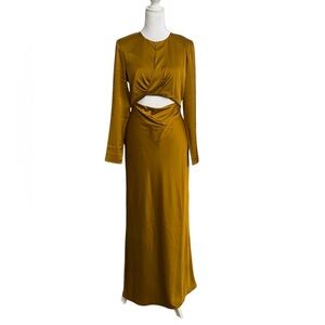 NWT Express Satin Long Sleeve Cut Out Twist Maxi Dress